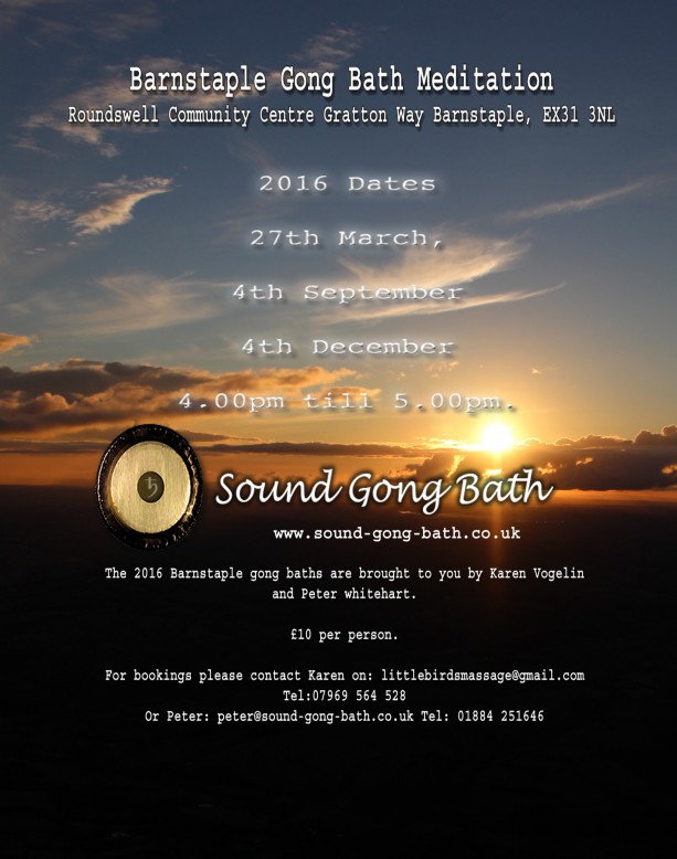 Barnstaple gong bath Meditation. Sound Gong Bath