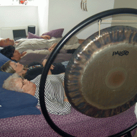 A group gong session at home.